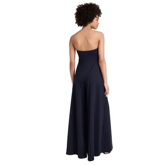 NWT SUSANA MONACO Black Strapless Tube Top Flare Wide Leg Pant Jumpsuit S